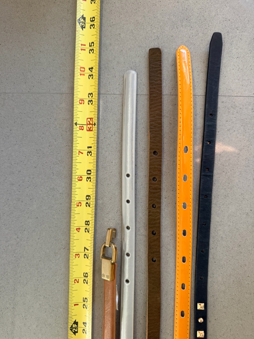Skinny Belt Bundle - 5 Slim Leather Belts - Picture 3 of 3